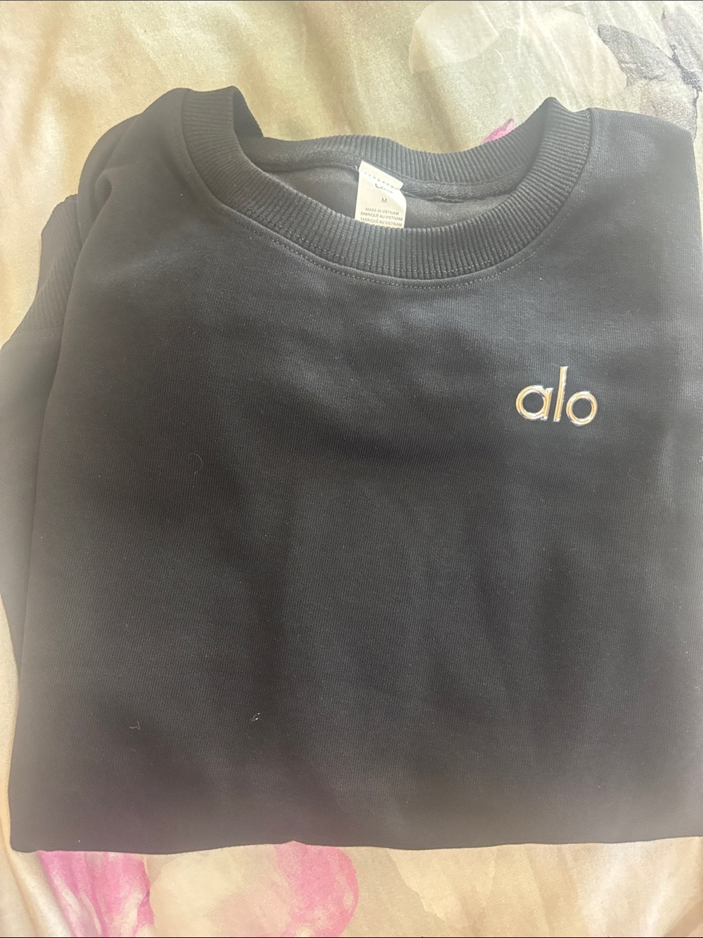 Alo womensBlack Crewneck Sweatshirt with Gold Logo
